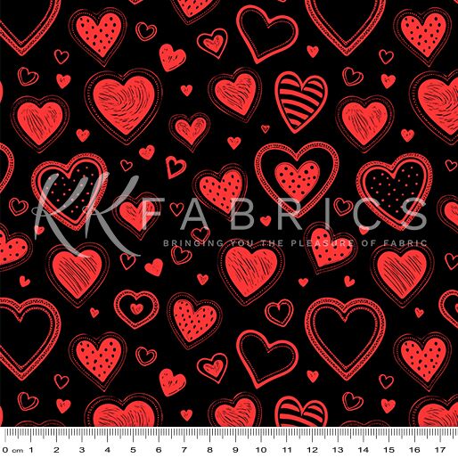 06 Hearts Red Black Simply Shaped (6005)