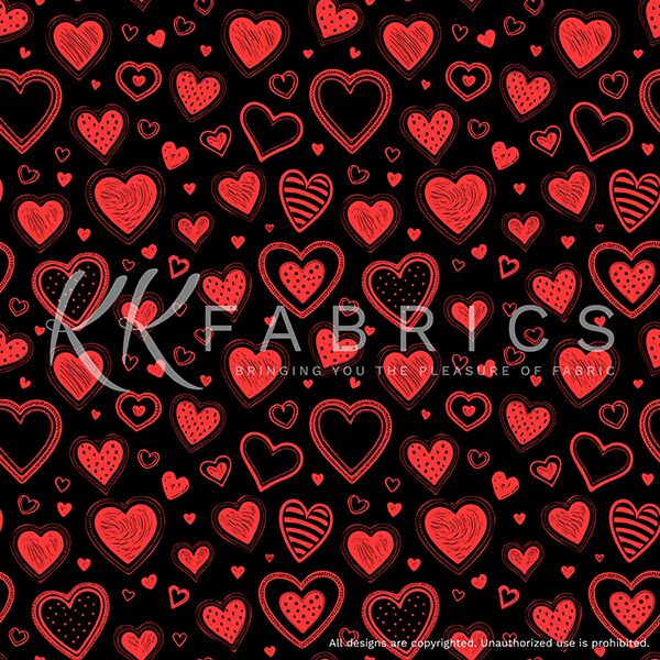 06 Hearts Red Black Simply Shaped (6005)