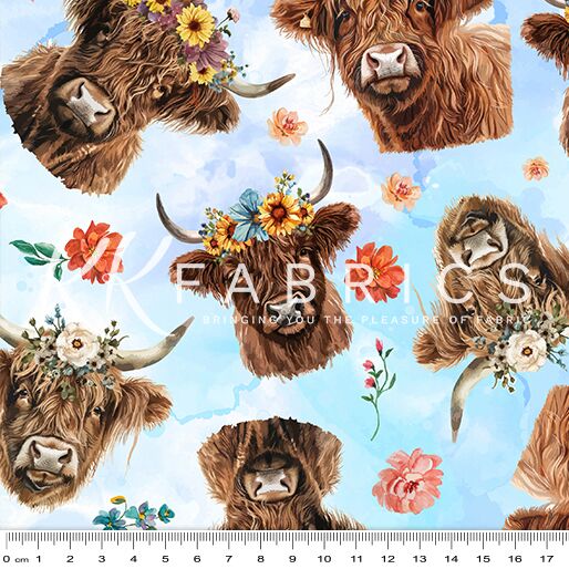 09 Floral Cow Blue Highland Meadows (6002)