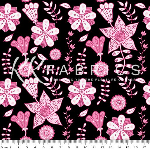 23 Floral Pink Black Simply Shaped (6005)