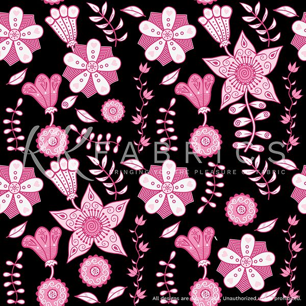 23 Floral Pink Black Simply Shaped (6005)