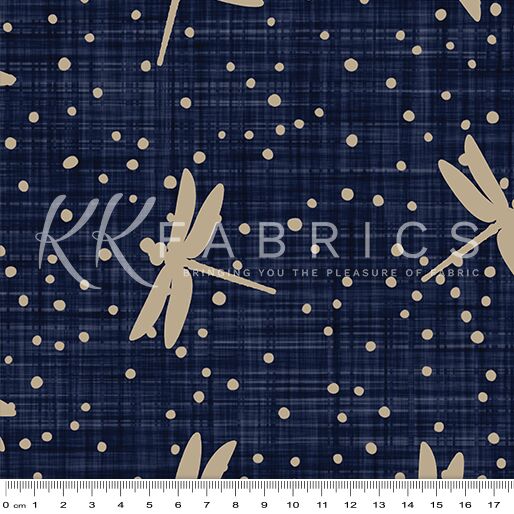 12 Dragonflies Navy Miyabi Wide Backings (6014W)