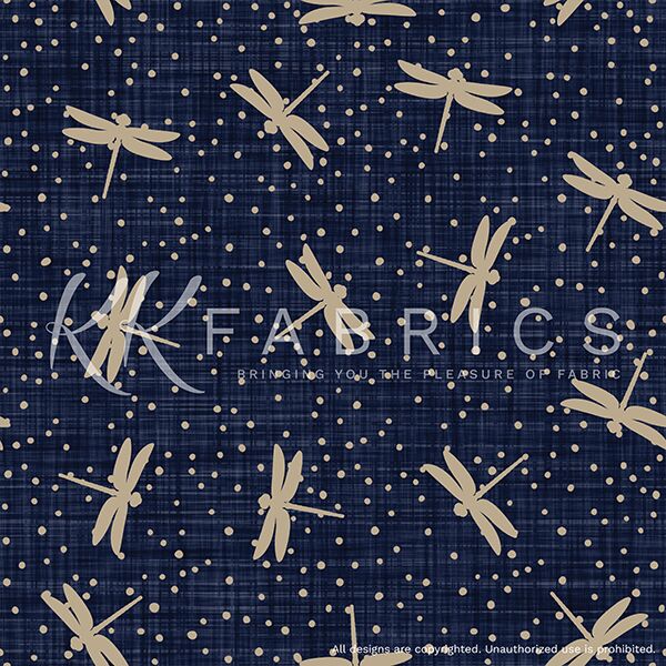 12 Dragonflies Navy Miyabi Wide Backings (6014W)