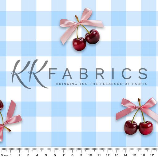 16 Cherry Check Blue Cherry Picnic (6047)