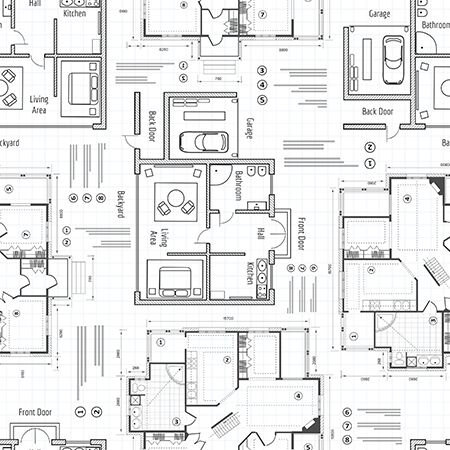 10 White Blueprint Plans Construction Crew (6082)