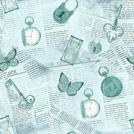 11 Treasure Finds Aqua Botanical Ephemera (6059)